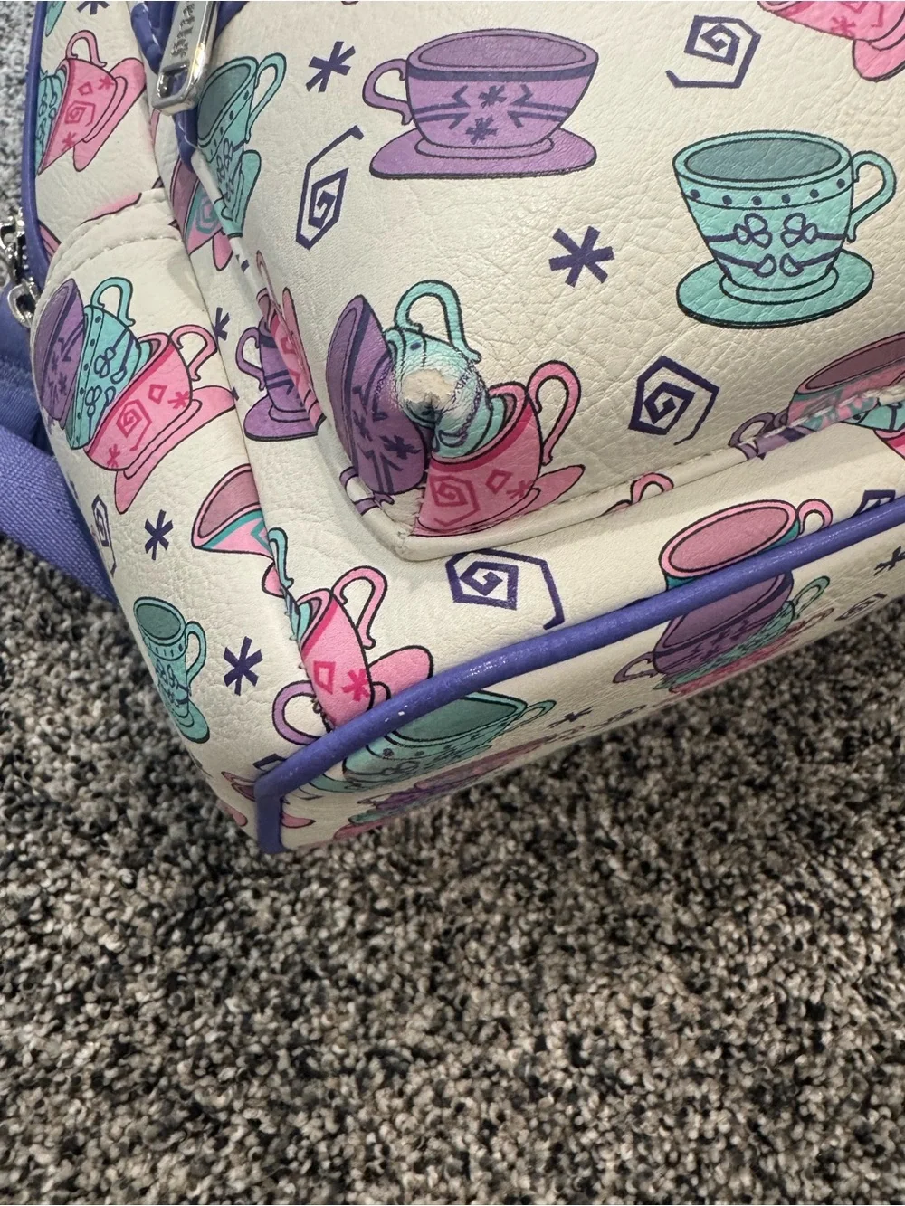 Disney Mini Backpack Purple, Pink and Teal Teacups Alice in Wonderland Loungefly
